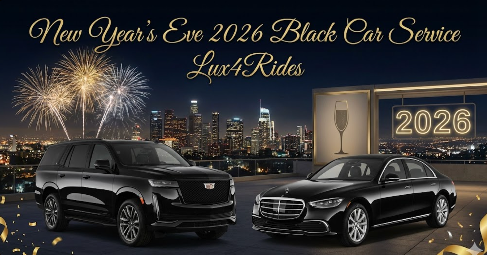 New Year’s Eve 2026 Black Car Service Los Angeles Lux4Rides