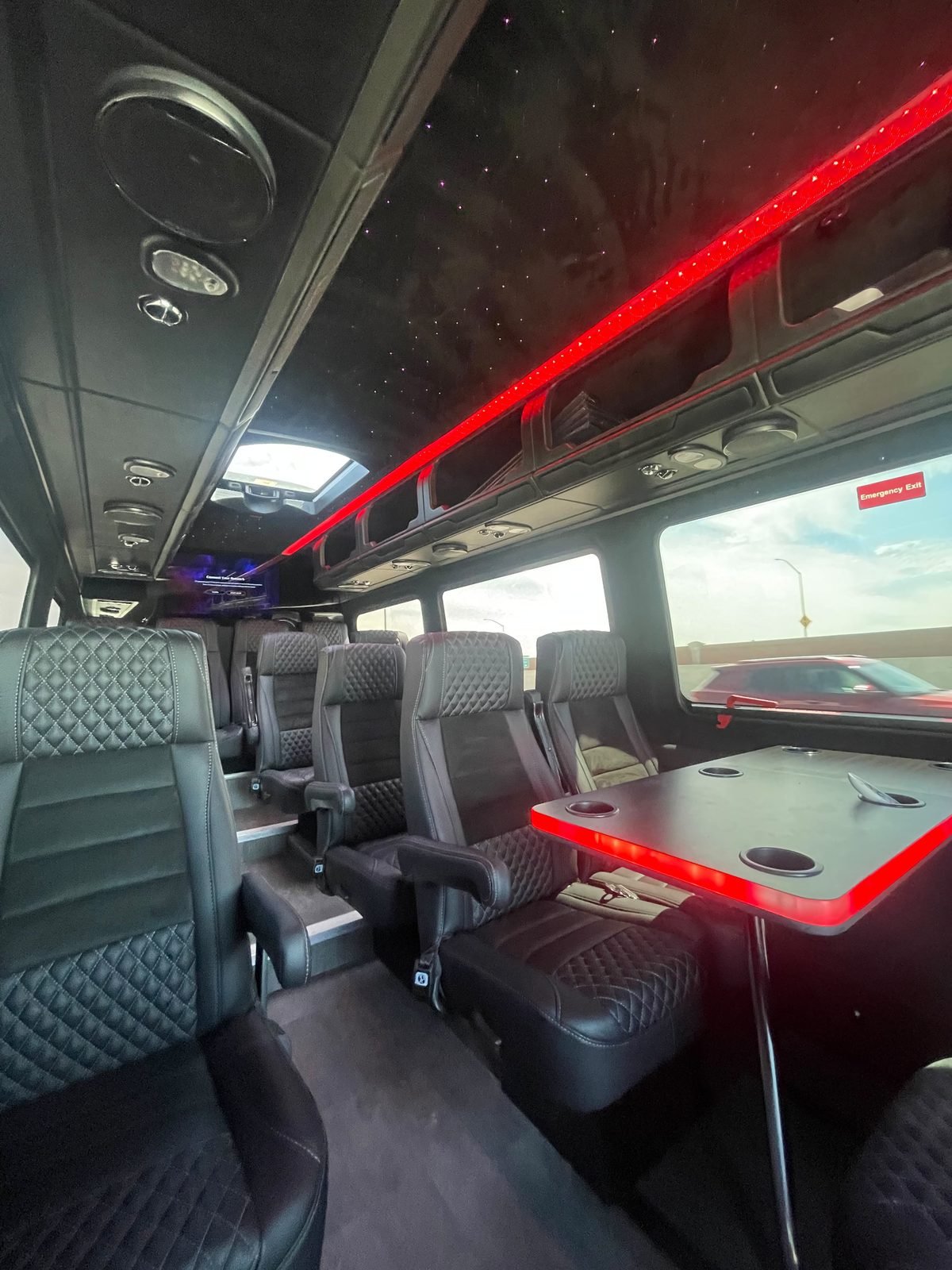 Executive 3 Mercedes Sprinter, Los Angeles — interior daylight red accent