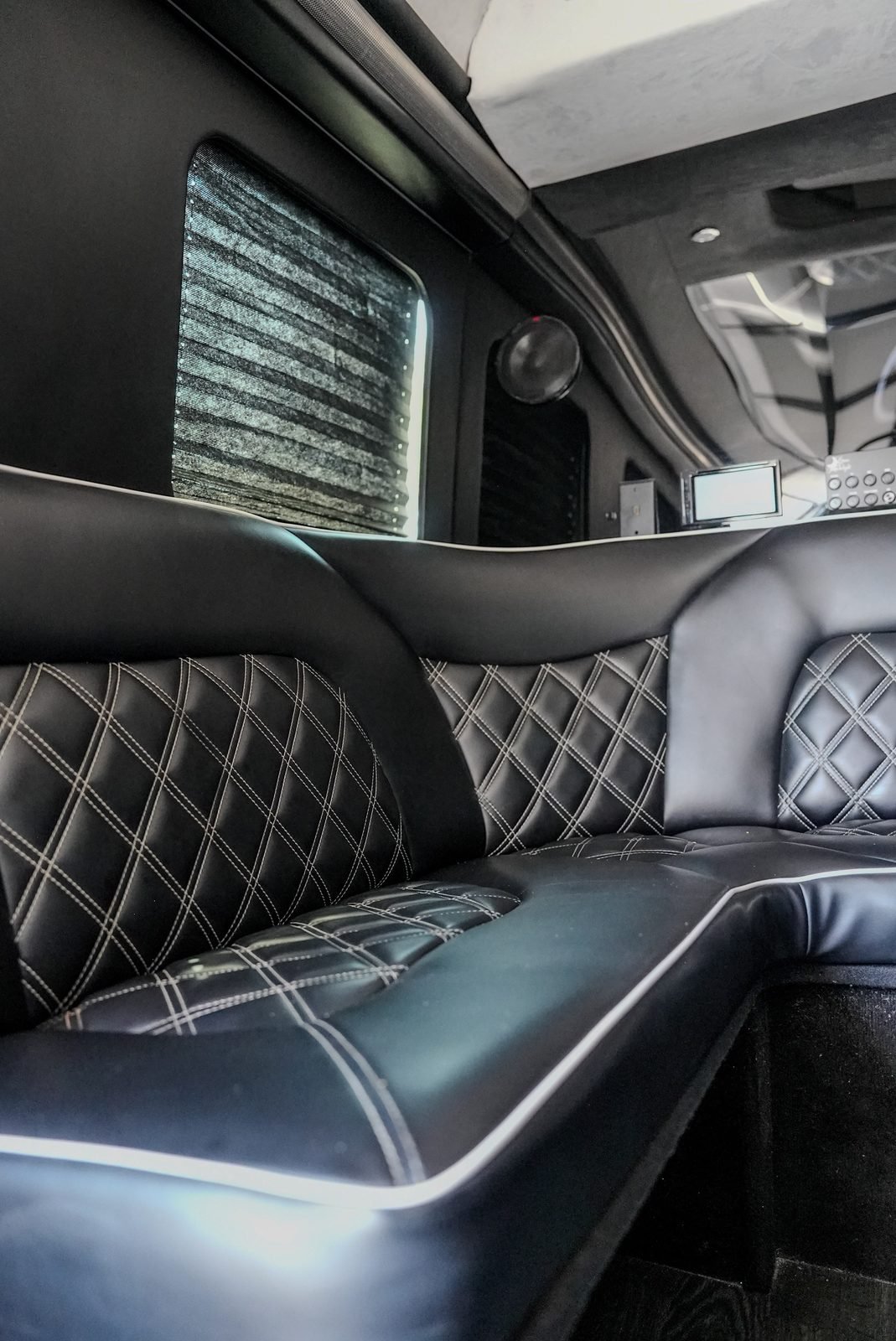 Limo 3 Mercedes Sprinter, Los Angeles — interior seating detail