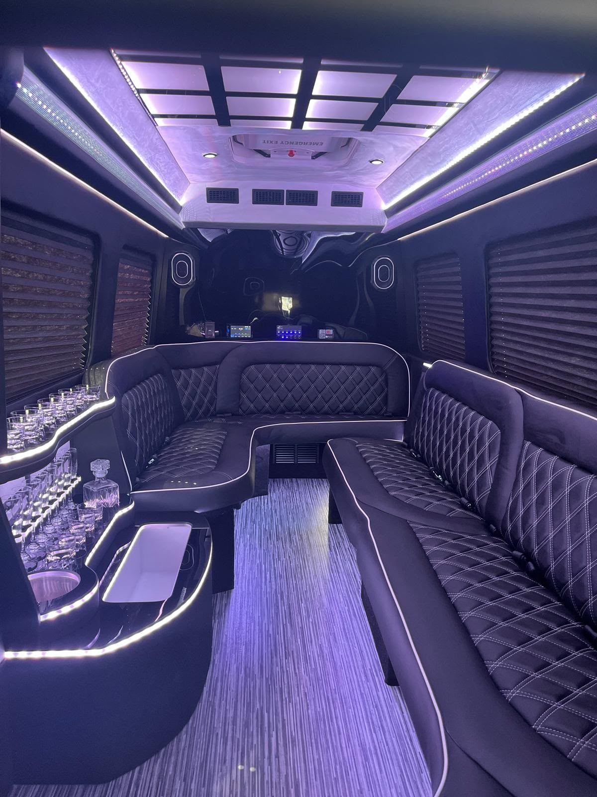 Limo 3 Mercedes Sprinter, Los Angeles — interior purple