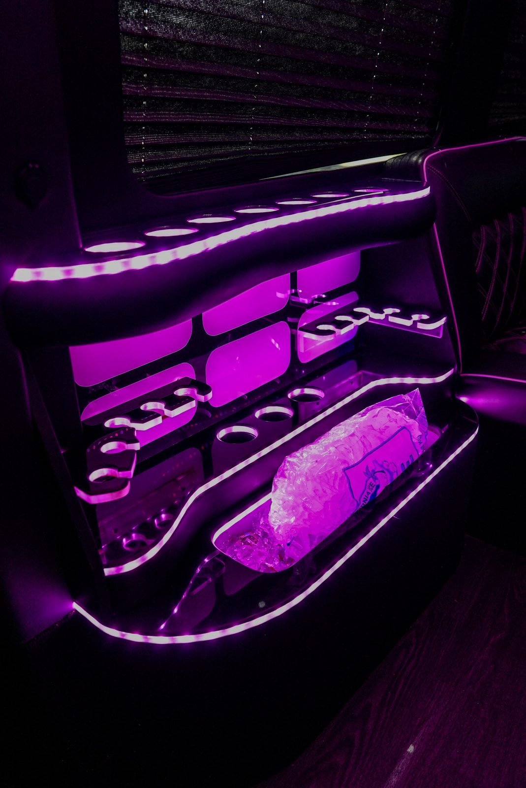 Limo 3 Mercedes Sprinter, Los Angeles — interior bar detail