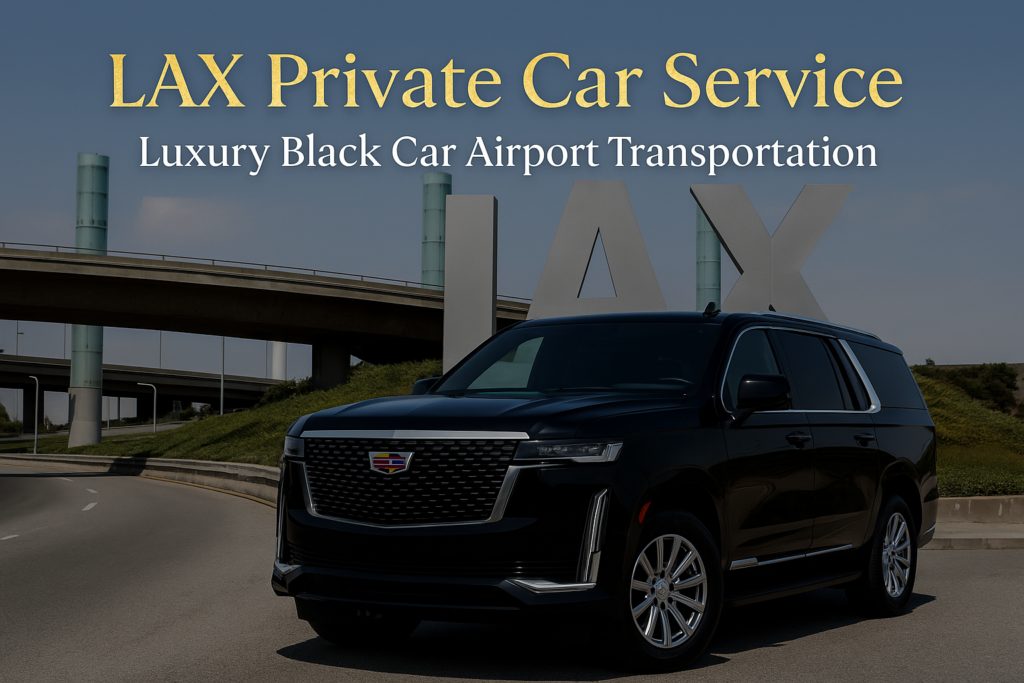 LAX Private Car Service with Lux4Rides black SUV at the airport curbside